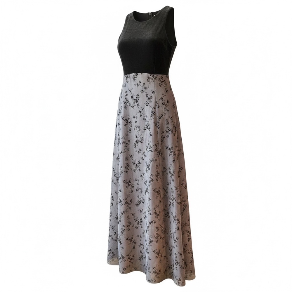 Michaelangelo Black and Gray Floral Prom/ Formal Dress